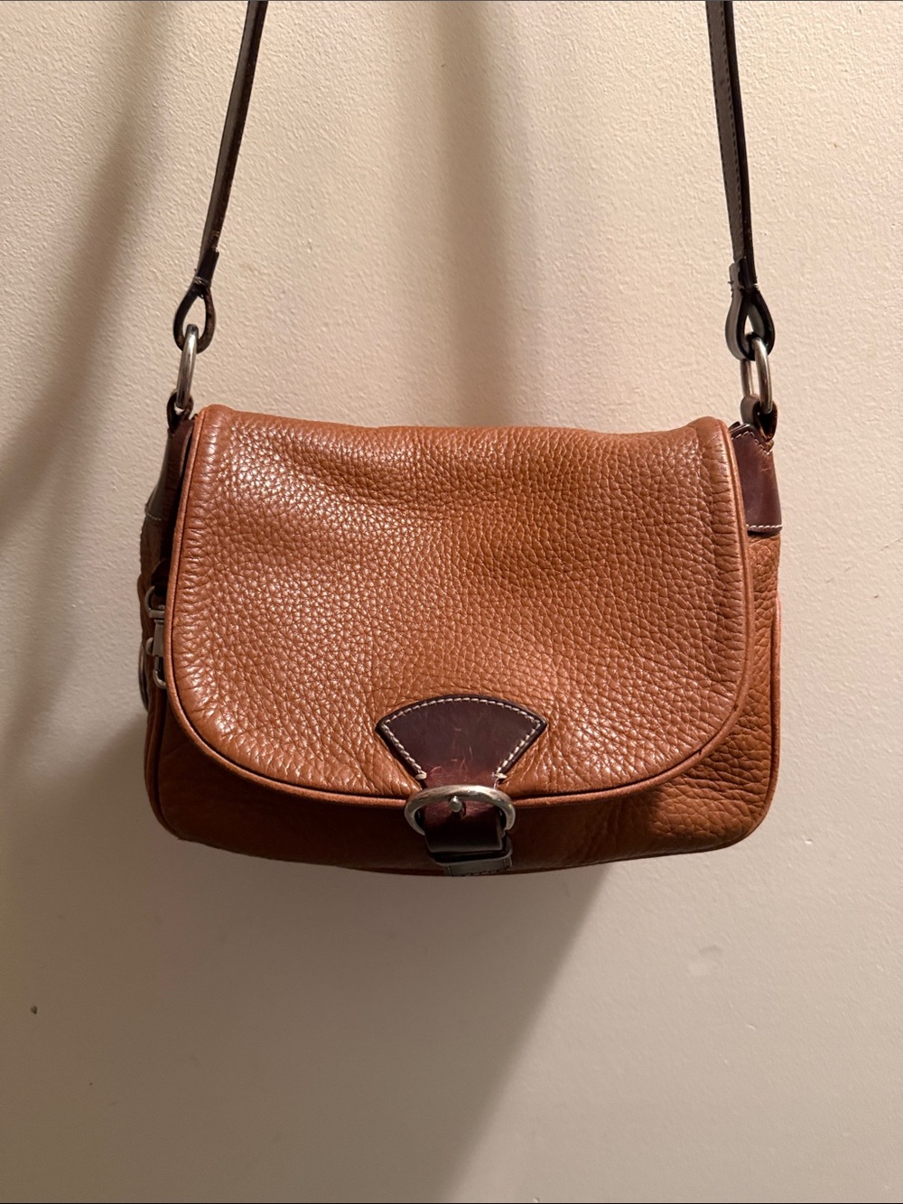Dooney & Bourke Tan/Brown Pebbled Leather Crossbody